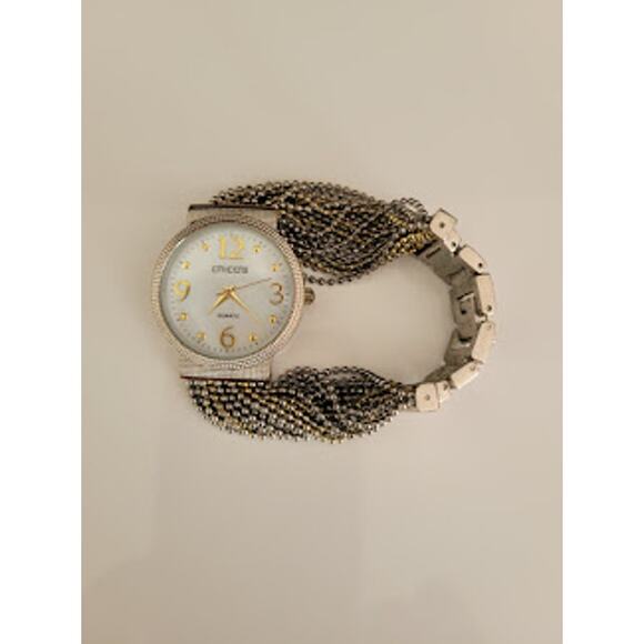 Chico's Women's Kerrianne‎ Watch Gold Tone and Silver Tone Beaded Chain - Picture 2 of 10